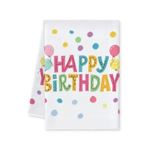 Canovaccio da cucina tema compleanno con pois colorati, tovagliolo assorbente per feste.