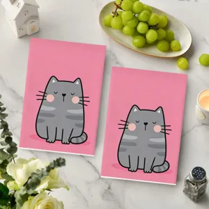 Lindo paño de cocina de microfibra de gato gris, toalla absorbente para uso diario.