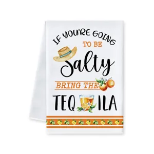 Canovaccio da cucina stampato con cocktail estivo e simpatiche grafiche di agrumi