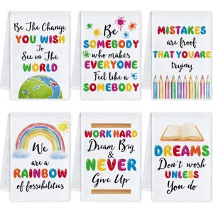Microvezel Keuken Theedoek Kleurrijke Inspirerende Slogans Bedrukte Theedoek Thuis Tafel Decoratieve Schoonmaakdoek