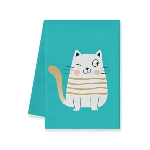 Bonita toalla de cocina de microfibra de gato, paño absorbente para la limpieza diaria del hogar.