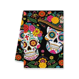 Dag van de Doden suikerschedel bloemen microvezel keukenhanddoek absorberende doek