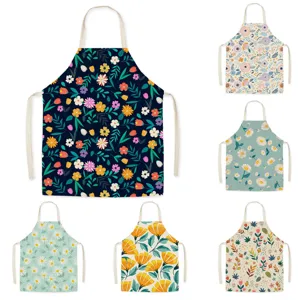 Ins Groen Blad Bloemen Keukenschort Polyester Mouwloos Halter Koken Kookschort Voor Volwassenen En Kinderen Thuis Bakken Bib Schort