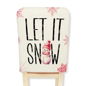Christmas chair cover snowman pink winter holiday dining room home decor removable washable