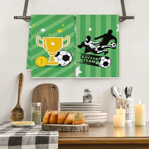 Set di strofinacci da cucina stampa calcio verde panno assorbente appendibile!