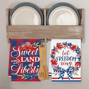 4 juli patriotische keukenhanddoek rood blauw bloemige vlag katoenen vaatdoek decor