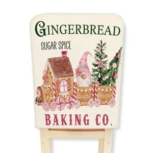 Christmas gingerbread house chair cover pink holiday dining room decor washable seat protector