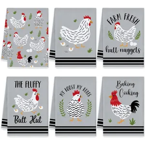 Boerderij Haan Bedrukt Keuken Vaatdoek Cartoon Kip Patroon Tafel Decoratieve Microvezel Doek Huisdecoratie