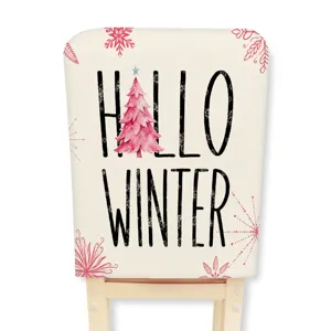 Christmas dining chair cover cute pink tree winter holiday home decor washable slipcover