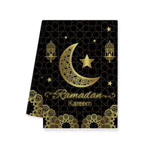 Schwarzes goldenes Ramadan Druck Mikrofasertuch fuer Kueche, weiches saugfaehiges Material.