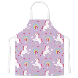 Cute unicorn print kitchen apron waterproof cooking bib for home baking and cleaning