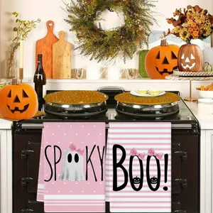 Halloween canovaccio cucina set simpatico fantasma pois rosa strofinaccio dettagli