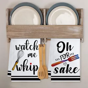 Creative kitchen towel funny slogan dish towel absorbent baking cooking decorative tea towel