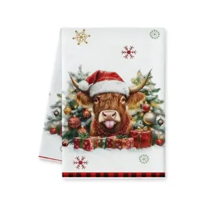 Kerstmis Hoogland Rund Keukendoek Festieve Ruitjes Schoteldoek Van Katoen Theedoek