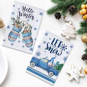 Set strofinacci cucina Natale fiocco di neve camion blu decorazione per la tavola