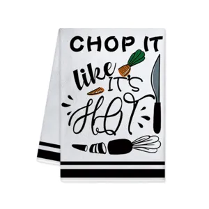Funny kitchen tea towel with funny text print, cotton dish towel for cooking and baking.