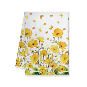 Sonnenblume Biene gedruckt Küchentuch saugfähig Geschirrtuch aquarell blumen handtuch detail