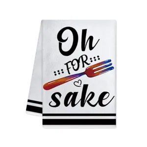Creative kitchen dish towel funny slogan absorbent tea towel home baking cleaning cloth
