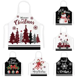 Christmas Kitchen Apron Waterproof Polyester Bib Apron Cooking Baking Holiday Party Aprons For Adults And Kids