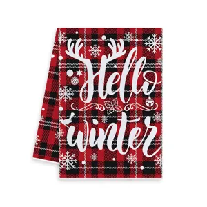 Kerst keuken vaatdoek rood zwart geruit winter tafeldecoratie stijl artikelstuk.
