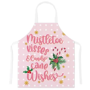 Christmas kitchen apron pink polka dot holiday cooking baking decorative cotton apron for home