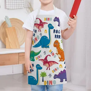 Kids cartoon dinosaur apron kitchen cooking baking bib apron waterproof anti-fouling