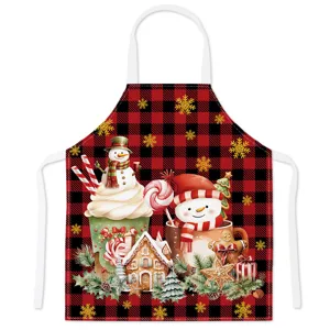 Weihnachten Karo Schürze Festlich Schneemann Küche Kochen Backen Party Latzschürze Geschenk
