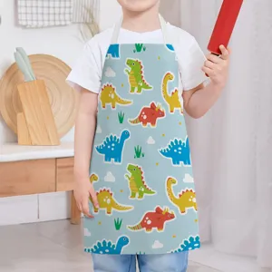 Kids cartoon dinosaur print apron kitchen anti-stain cooking bib for home use