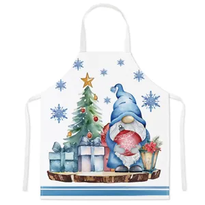 Christmas gnome kitchen apron watercolor holiday cooking baking waterproof cotton linen bib