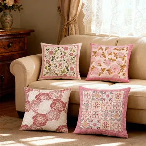 Vintage Floral Flanell Kissenbezug Doppelseitig Botanischer Rosen Kissenhülle Moderner Heim Dekorativer Kissenbezug Für Wohnzimmer