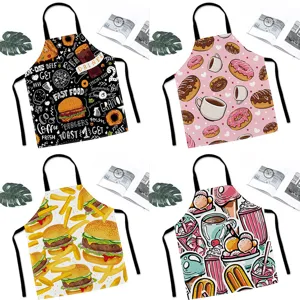 Cartoon fast food print kitchen apron waterproof home restaurant cooking chef bib