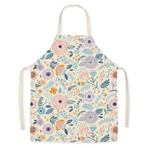 Noords bloemen keukenschort om te koken, stijlvolle katoen linnen huishoudelijk schort.