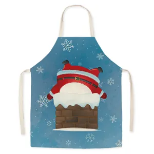 Christmas cartoon Santa apron kitchen cooking baking waterproof linen festive holiday gift