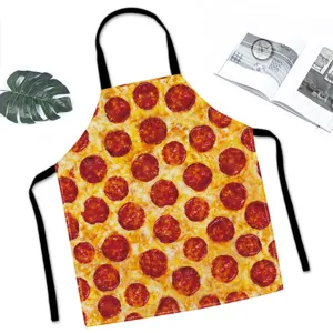 Funny pizza print kitchen apron for cooking, baking, household and restaurant use.