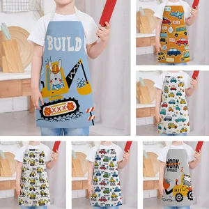 Linen Cartoon Car Kitchen Cooking Apron Sleeveless Anti Oil Bib Apron for Home Baking Cleaning Tasks
