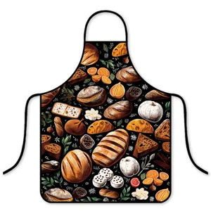 Stilvolle schwarze Küchenschürze mit niedlichem Bäcker-Muster, ölabweisend zum Kochen.