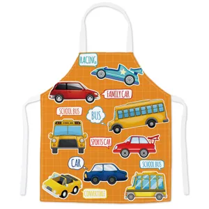 Karikatur Auto Druck Küche Schürze, süße orangefarbene Kochschürze für Kochen und Backen.