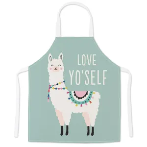 Schattige cartoon lama print keuken schort met verstelbare bandjes voor lekker koken.