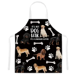 Cute dog print kitchen apron, funny quote waterproof sleeveless apron for cooking baking.