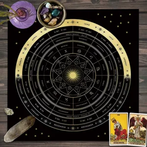 Zwart gouden astrologie tarot tafelkleed occult altaar doek voor waarzeggerij bordspel mat