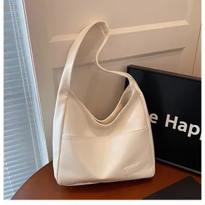 Borsa a tracolla hobo monocolore casual da donna, elegante e capiente borsa tote.