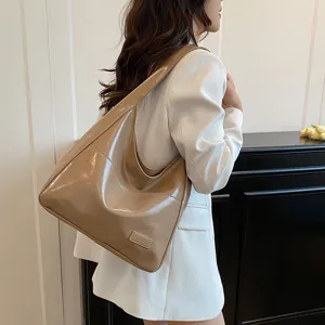 Donna Moda Tinta Unita Grande Capacità Borsa Tote Pelle PU Casual Urbano Minimalista Borsa a Tracolla
