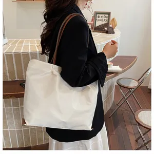 Casual minimalist commuting tote bag for women, large capacity single shoulder underarm bag.