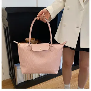 Pink tote bag large capacity commuter handbag stylish shoulder bag classic design daily use