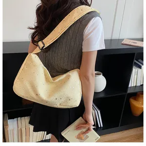 Gele schoudertas met sterrenprint, stijlvolle casual crossbody tas voor dagelijks woon-werkverkeer.
