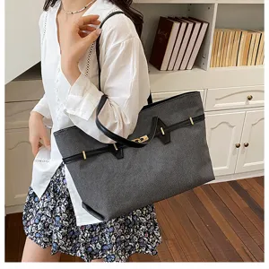 Retro large capacity shoulder tote bag for women commuting stylish versatile underarm bag