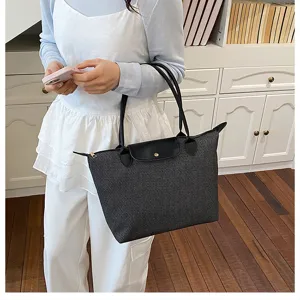 Retro minimalist women tote shoulder bag, fashionable commuter large capacity handbag.