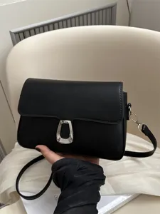 Niche Design Women Crossbody Bag French Retro Style PU Leather Shoulder Bag Small Square Bag Fashion Daily Purse