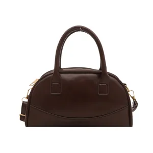 Brown leather Boston handbag for women top handle crossbody bag stylish purse daily commute