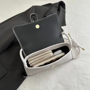 Bolso cruzado mujer textura tejida, elegante mini bolso de hombro con solapa y buena capacidad.